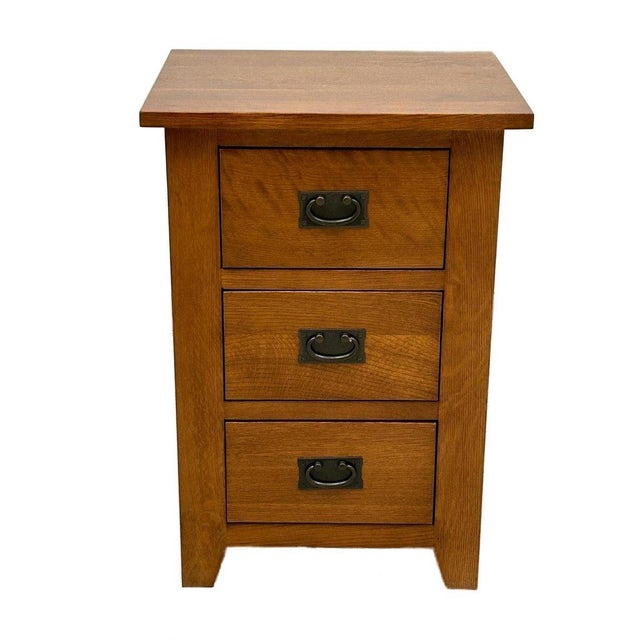 Brown Mission Quarter Sawn Oak 3-Drawer Nightstand | Walnut For Sale - Image 8 of 12