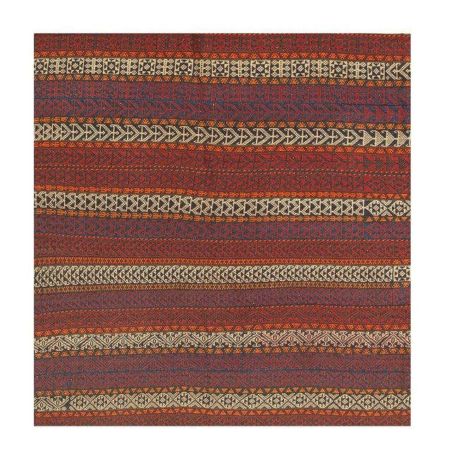 1950s Mid-Century Square Geometric Anatolian Turkish Kilim Wool Rug 5'6"x5'6" For Sale - Image 4 of 5