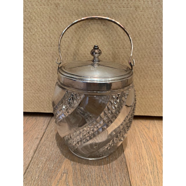 Mid 20th Century Silver and Crystal Biscuit Jar For Sale - Image 9 of 9