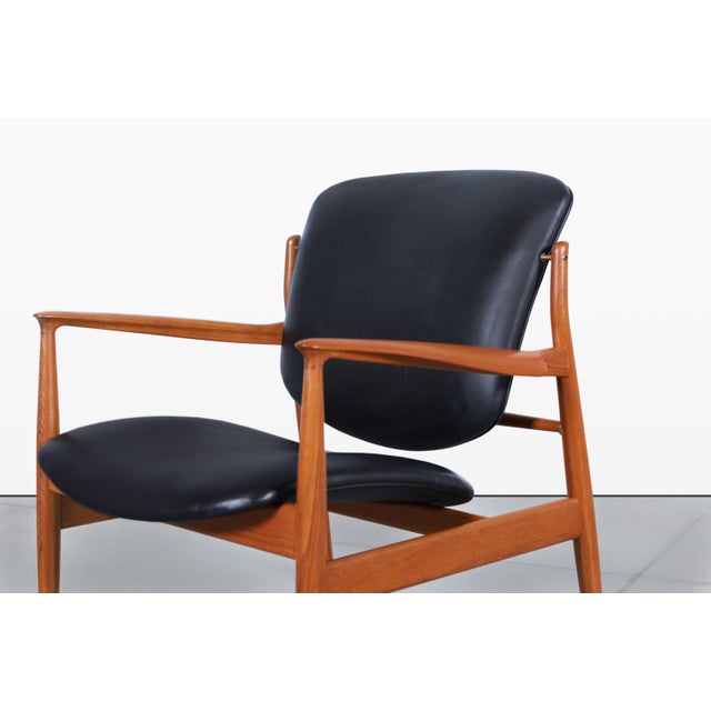 France & Son Danish Modern Fd-136 Teak and Leather Lounge Chair by Finn Juhl for France and Son For Sale - Image 4 of 14