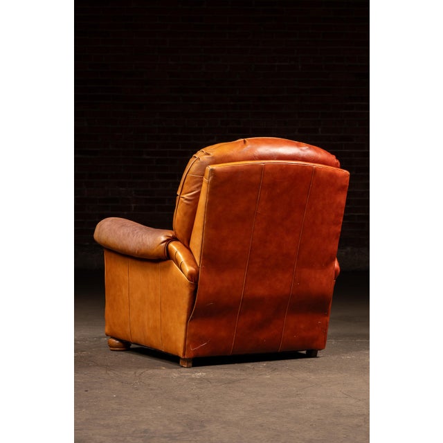 Vintage Tufted Leather Lounge Chair and Ottoman in Red For Sale - Image 9 of 12