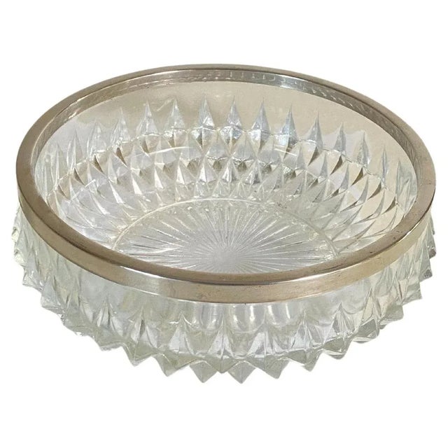 20th Century Glass Dish Vide-Poche Bowl Glass and Metal Round Pattern, France For Sale - Image 9 of 9