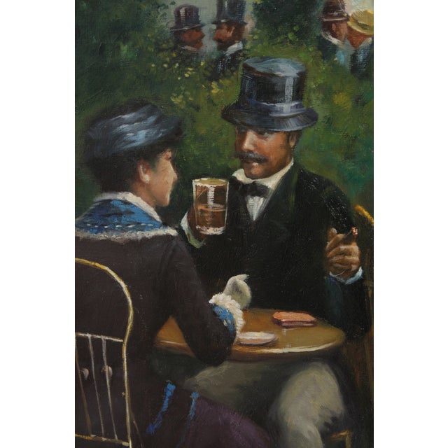 Large French Artist Signed Oil Painting on Canvas of Courtyard For Sale In Philadelphia - Image 6 of 18