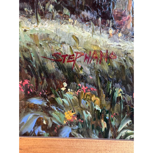 Impressionist L. Stephano, Oil on Canvas Impressionist Landscape With Gilded Ornate Wood Frame, 2003 For Sale - Image 3 of 12