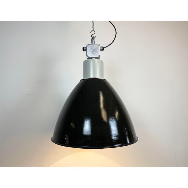 Large Industrial Pendant Lamp in Enamel Factory from Elektrosvit, 1960s For Sale - Image 11 of 14