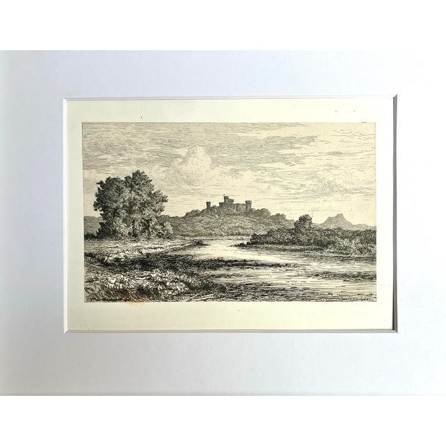 Antique Etching of Castle Grangefort Paris C. 1890 For Sale - Image 4 of 4