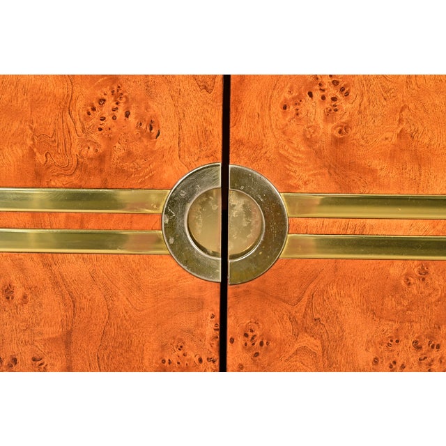 Pierre Cardin Mid-Century Modern Burl Wood and Brass Sideboard Credenza, 1970s For Sale - Image 9 of 18