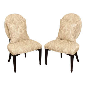 2010s Hepplewhite Style Custom Upholstered Side Chairs - A Pair