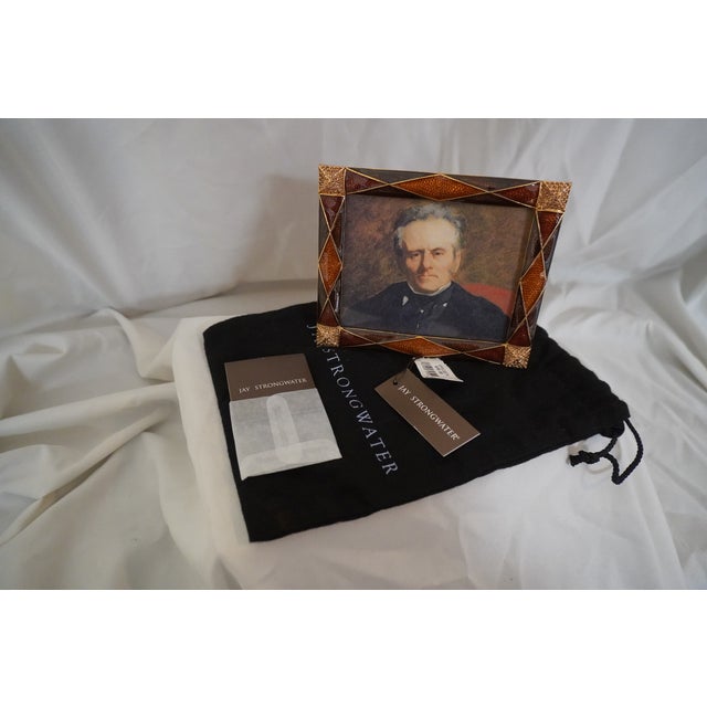 Crystal & Enamel Rust Colored Jay Strongwater Frame For Sale - Image 10 of 10
