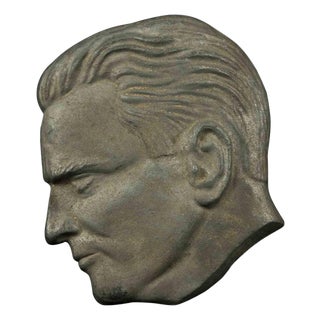 Vintage Male Profile in Metal and Cement, Italy, 1970s For Sale
