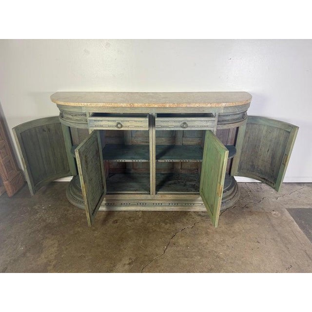 19th Century Italian Neoclassical Demilune Credenza With Marble Top For Sale - Image 14 of 18