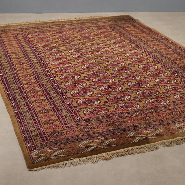 Brown Antique Bukhara Rug in Thin Knot Cotton and Wool, Pakistan For Sale - Image 8 of 8