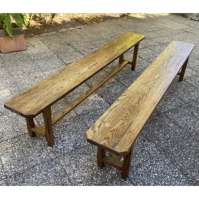 Rustic Rustic Oak Farmhouse Bench, 1950s For Sale - Image 3 of 18
