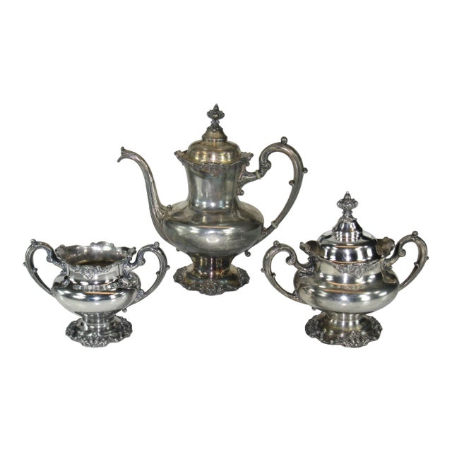 Antique c. 1906 Reed & Barton Silverplate Tea or Coffee Set - 3-Piece For Sale