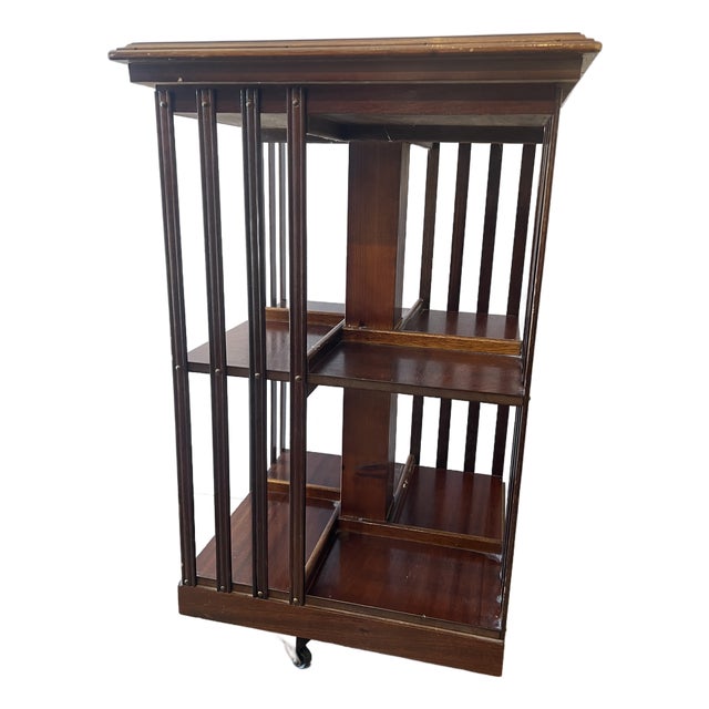 Antique Two Tiered Mahogany Bookcase W/Inlay For Sale