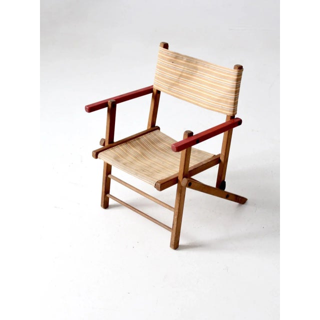 French Country Mid-Century Children's Folding Camp Chair For Sale - Image 3 of 10