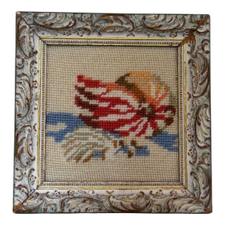 Small Vintage Needlepoint Nautilus Shell For Sale