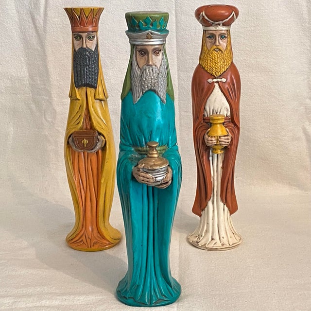 MCM Hand Painted Ceramic Figures of the Three Wise Men - Set of 3 For Sale - Image 4 of 11
