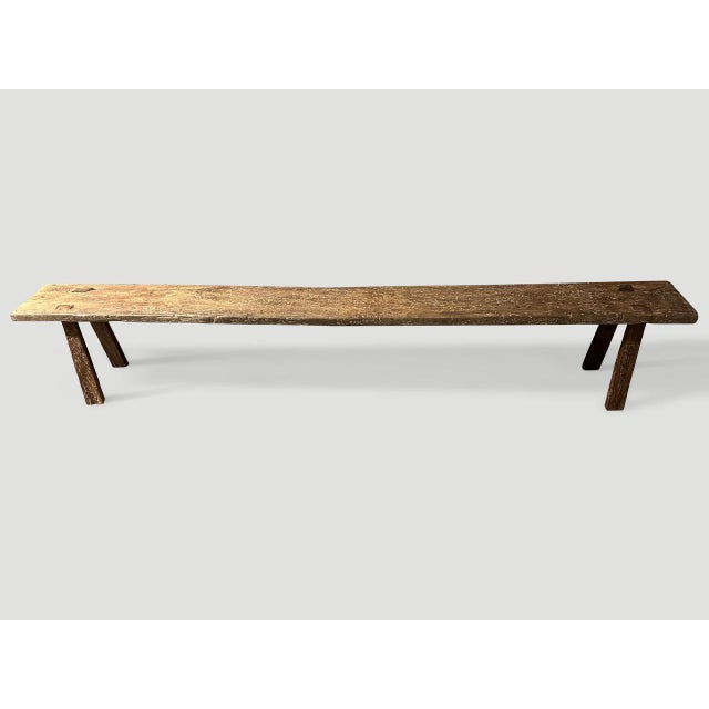 Andrianna Shamaris Wabi Sabi Teak Wood Long Bench For Sale - Image 4 of 5