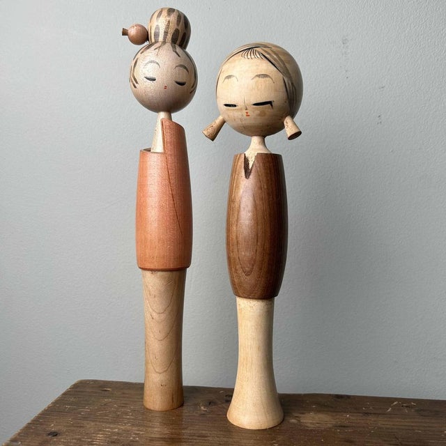 Set of Vintage Sosaku Kokeshi by Miyashita Hajime, Japan., 1960s, Set of 2 For Sale - Image 11 of 11