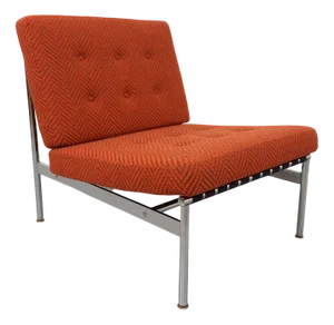 Vintage Armchair in Fabric and Chrome Metal, 1970s