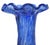 Victorian Antique Venetian Murano Sapphire Blue Gold Leaf Handles Italian Art Glass Ruffle Rim Footed Flower Vase For Sale - Image 3 of 9