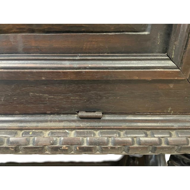 Antique Renaissance Revival Carved Wood Cabinet With Figural Relief & Lion Supports For Sale - Image 11 of 18