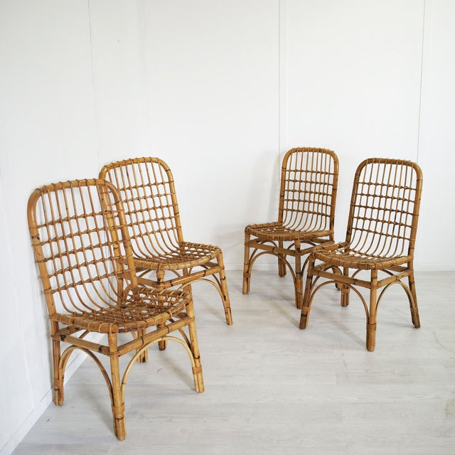 Italian Bamboo Chairs in the style of Albini, 1960s, Set of 4 For Sale - Image 11 of 11