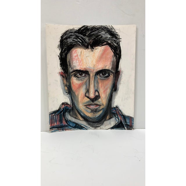 This mixed media portrait is signed E S ( Evan Skladany) The media on paper is oil pastel and charcoal This is sold...