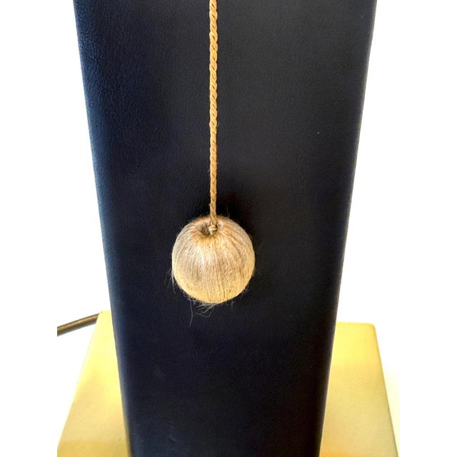 Leather and Brass Table Lamp, 1980s For Sale - Image 13 of 18