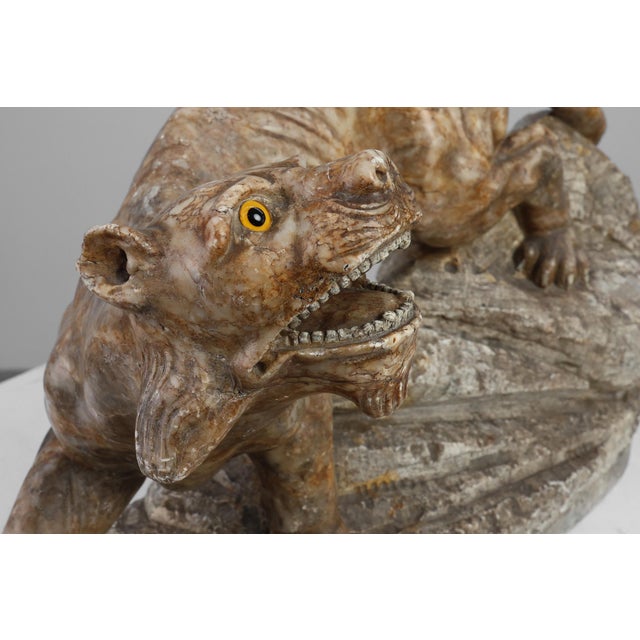 Stone Belgian Artist, Large Statue of a Lynx, 1960s, Marble For Sale - Image 7 of 12