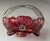 Mid 20th Century 1950’s Mid-Century Cranberry Floral Glass Basket Attributed to Westmoreland For Sale - Image 5 of 8