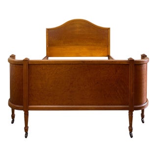 Vintage Birdseye Maple Curved Footboard Full Size Bed For Sale