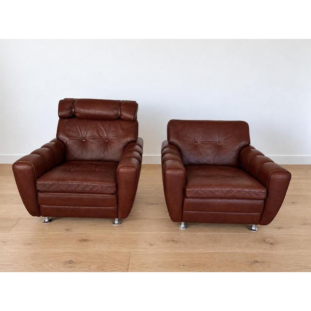 Modern Vintage Burgundy Leather Lounge Chairs by Svend Skipper, Denmark For Sale - Image 3 of 11