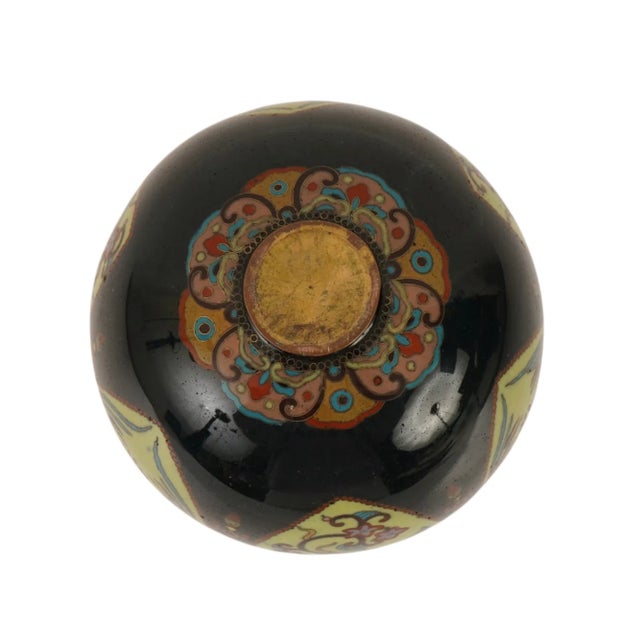 Japanese Japanese Cloisonne Enamel Phoenix Butterfly Floral Vase Meiji Period For Sale - Image 3 of 5