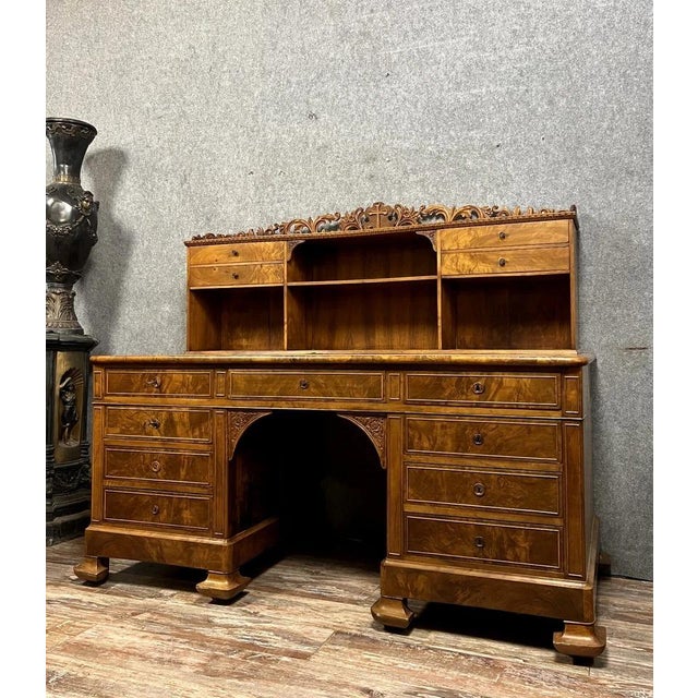 Antique Charles X Desk in Burr Walnut, 1820 For Sale - Image 3 of 5
