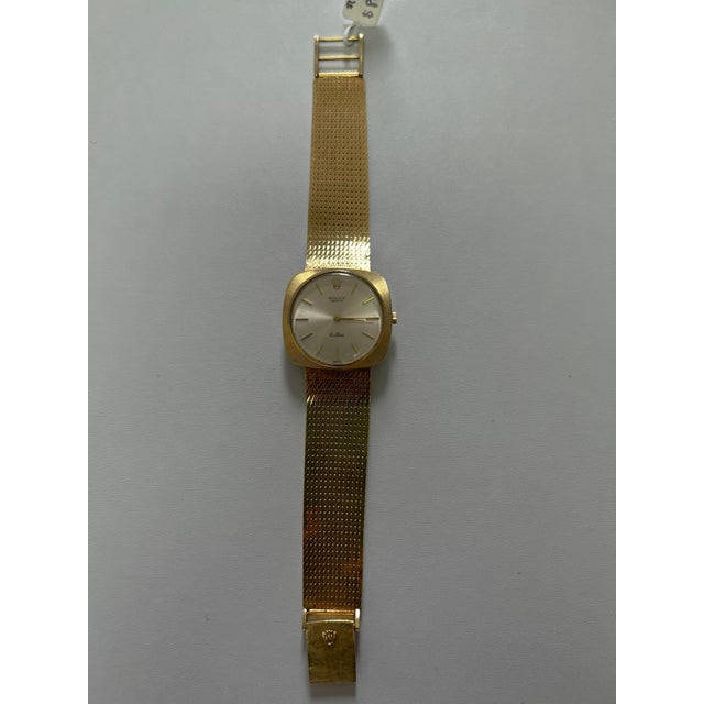 Rolex Cellini White Round Cushion Dial 14 Karat Yellow Gold Vintage Watch For Sale - Image 4 of 11