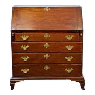 Antique Ri or Southern Ct Chippendale Mahogany Slant Front Secretary C. Late 18th Century For Sale
