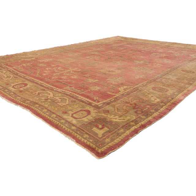 73592 Late 19th Century Antique Turkish Oushak Rug, 10'00 x 13'03. Whispers of the Ancients: A Tableau of Symbols and...