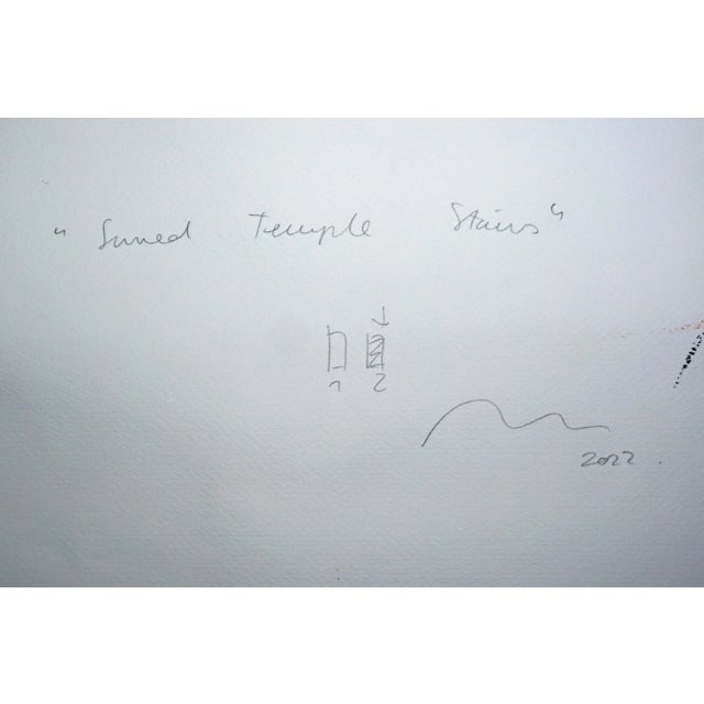 2022, Surreal Architecture Diptych of "Surreal Temple Stairs", Acrylic Painting on Watercolor Paper by Natalia Roman For Sale - Image 9 of 11