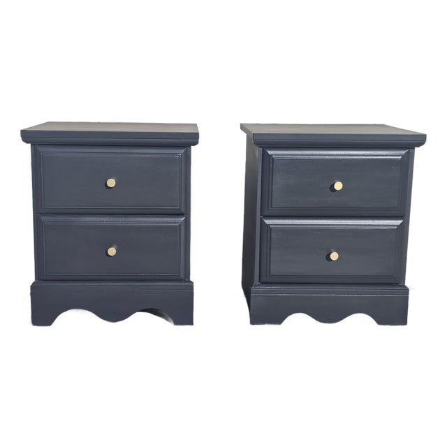 Moody Dark Nighstands Pair - Vintage For Sale