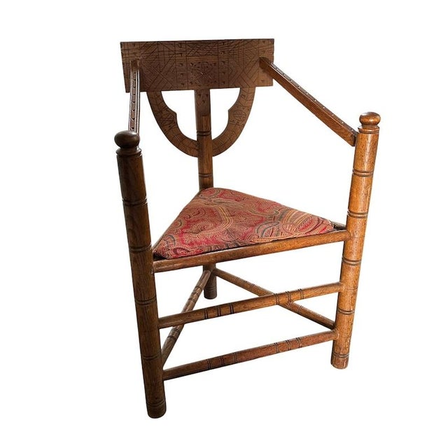 1930s Swedish Monk Chair, Scandinavian Corner Chair, Folk Art Furniture For Sale - Image 10 of 10