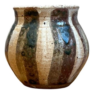 Vintage Striped Studio Pottery Vase For Sale