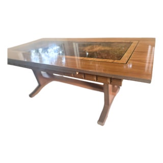 1930s VintArt De Burl Wood Lift Table Hand Crank Expander For Sale