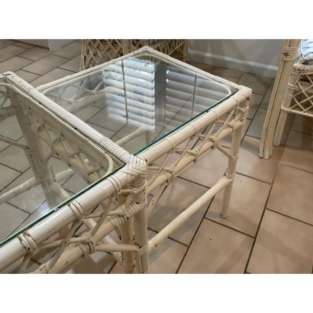 Ficks Reed 1960's Bamboo Nesting Table With Glass Tops- Set of Three For Sale - Image 4 of 6