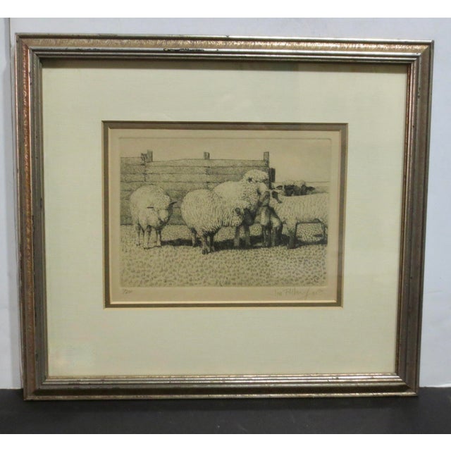 Mid-Century Modern Sheep Etching by Jim Pollard Dated 81 For Sale - Image 3 of 7