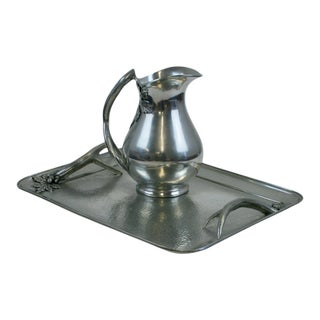Cippola Italian Pewter Tray & Pitcher Set - 2 Pieces For Sale