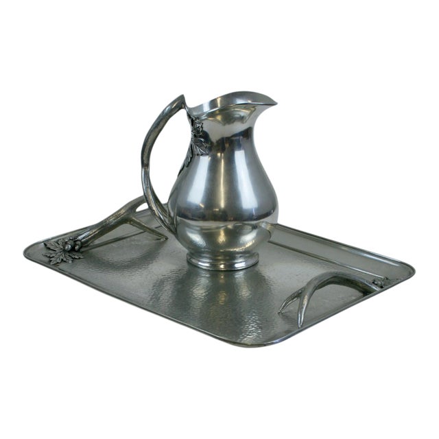 Cippola Italian Pewter Tray & Pitcher Set - 2 Pieces For Sale