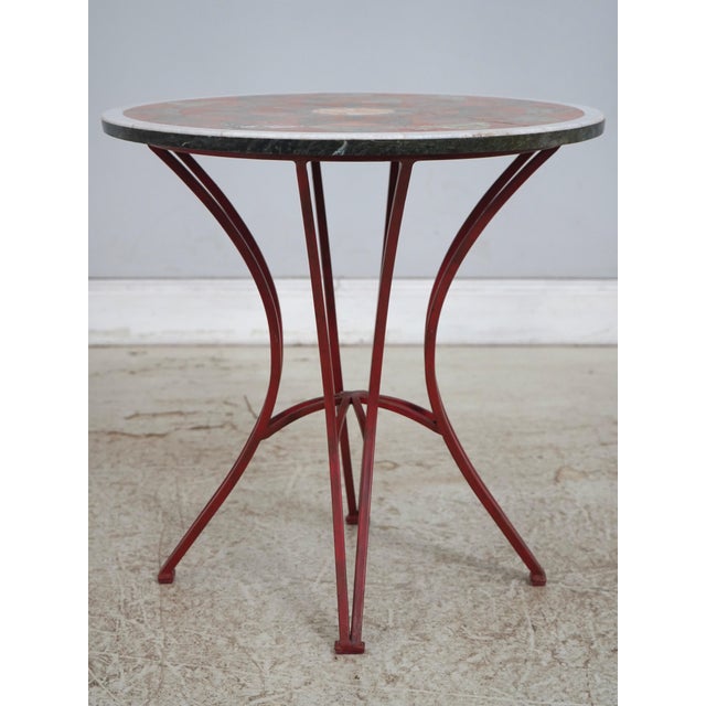 Age: Approx. 30 Years Old Details: Italian Made Mosaic Top Painted Iron Base Stunning Marble Inlaid Top High Quality...