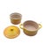Brand: Le Creuset Color: Nectar/Yellow Material: Stoneware Exterior dimensions: 3.7" L, 3.7" W, 2.2" H Includes 1...